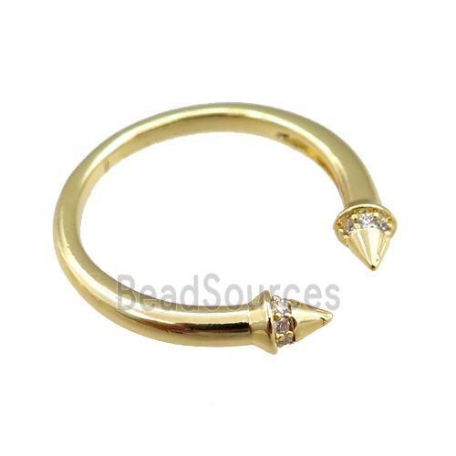 copper Rings paved zircon, adjustable, gold plated