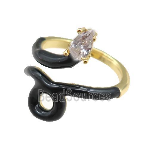 copper Rings paved zircon, adjustable, gold plated