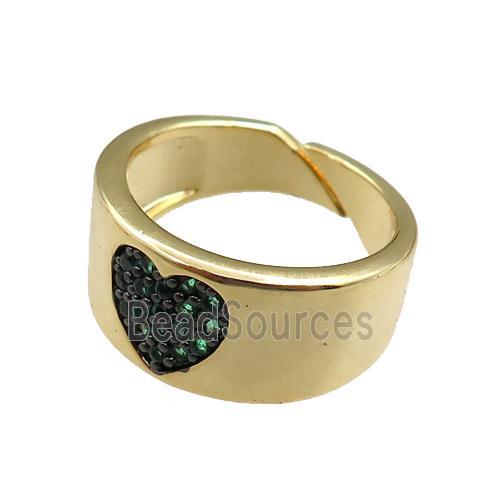 copper Rings paved zircon, adjustable, gold plated