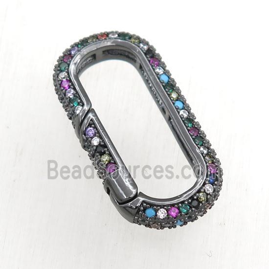 copper Carabiner Clasp paved zircon, black plated