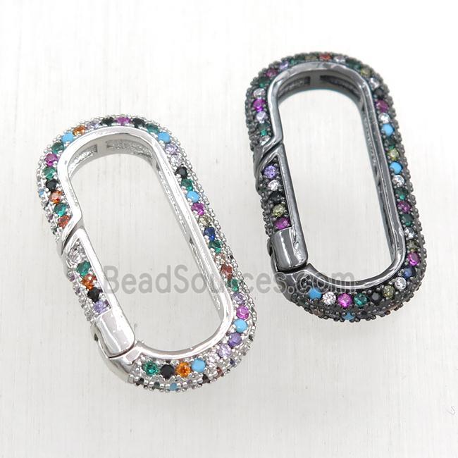 copper Carabiner Clasp paved zircon, mixed