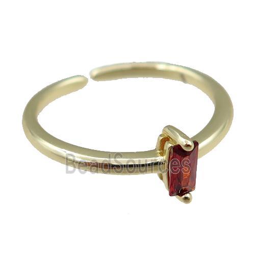 copper Rings pave zircon, adjustable, gold plated