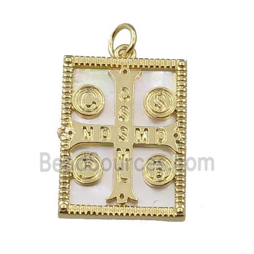 copper Frame pendant with anglican cross, gold plated