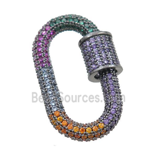 copper Carabiner Clasp pave zircon, black plated