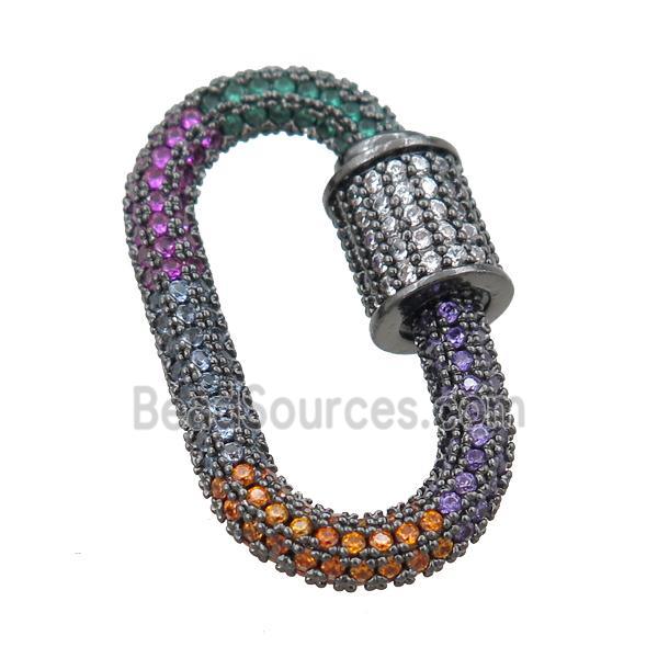 copper Carabiner Clasp pave zircon, black plated