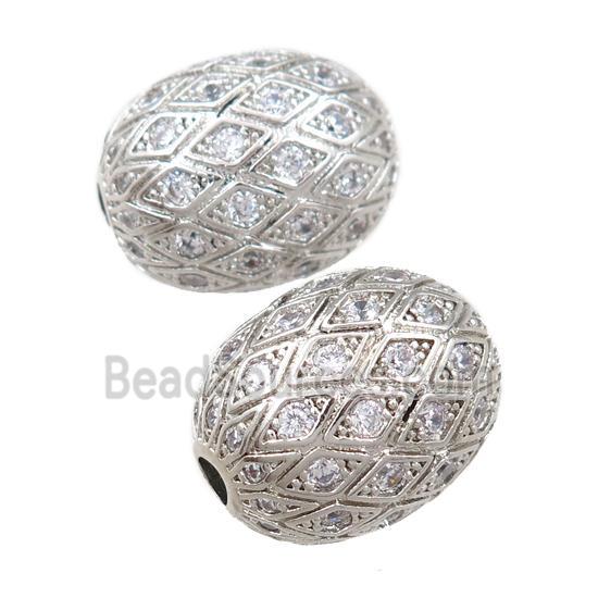 copper barrel beads pave zircon, platinum plated