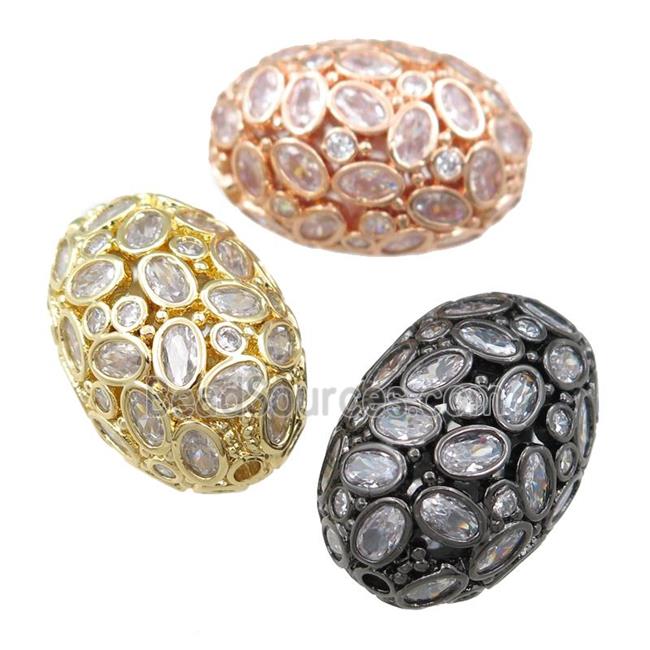 copper barrel beads pave zircon, hollow, mixed