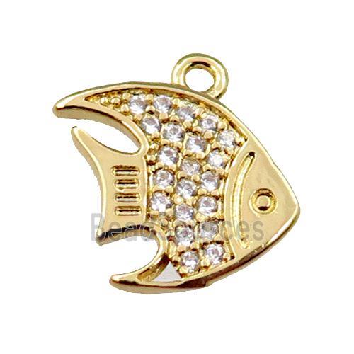 copper goldfish pendant pave zircon, gold plated