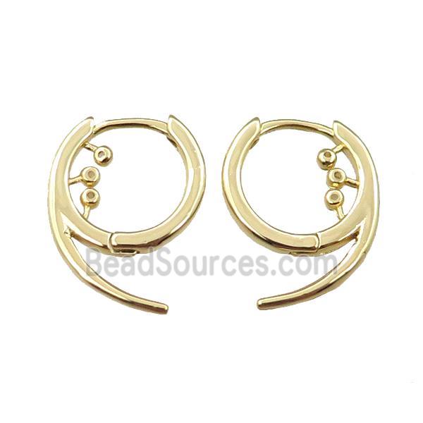 copper Latchback Earring pave zircon, gold plated