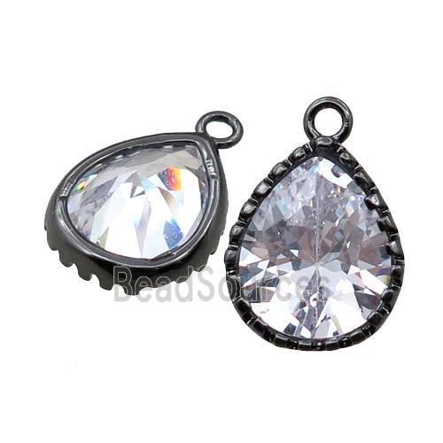 Cubic Zircon teardrop pendant, black plated