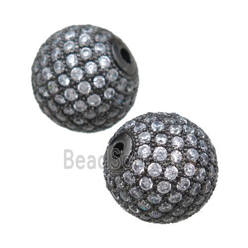 round copper beads paved zircon, black plated