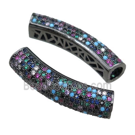 copper tube beads pave zircon, black plated