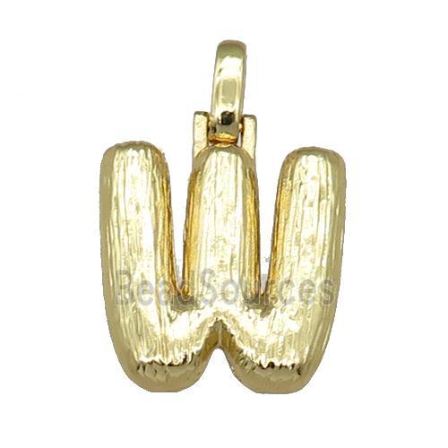 copper W-letter pendant, brushed, gold plated