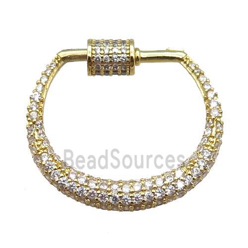 copper carabiner clasp paved zircon, gold plated