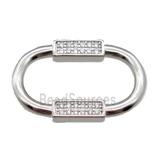 copper connector pave zircon, platinum plated