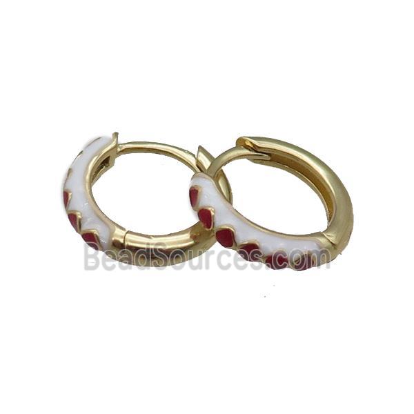 copper Hoop Earrings with enameled, gold plated