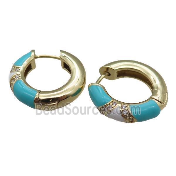 copper Hoop Earrings with enameled, gold plated