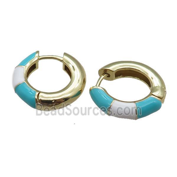 copper Hoop Earrings with enameled, gold plated