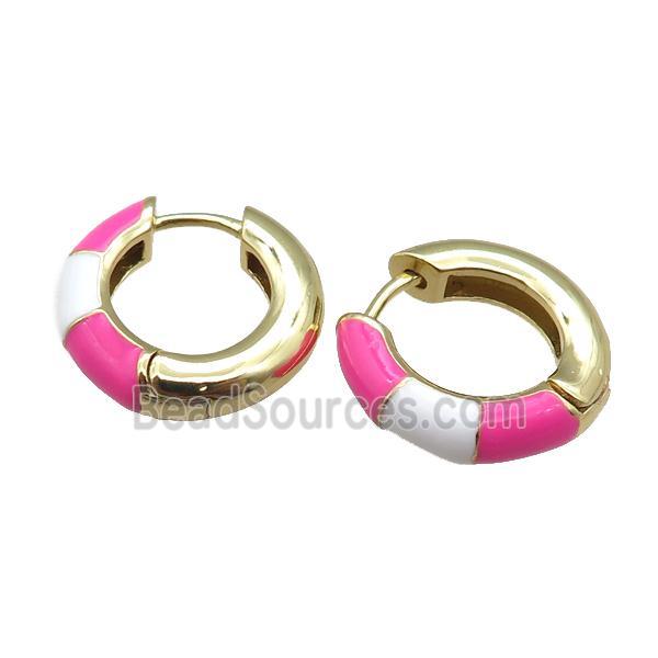 copper Hoop Earrings with enameled, gold plated