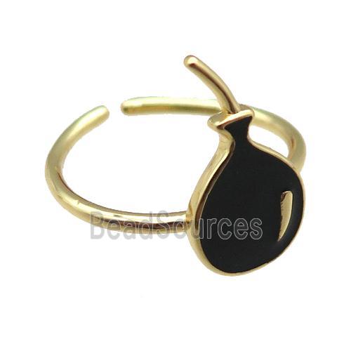 copper rings with black enameling ballon, gold plated