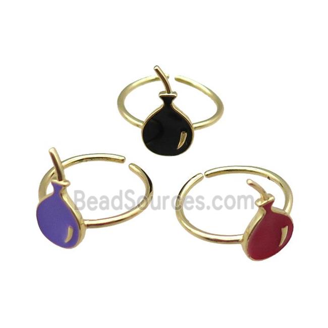 mix copper rings with enameling ballon, adjustable, gold plated