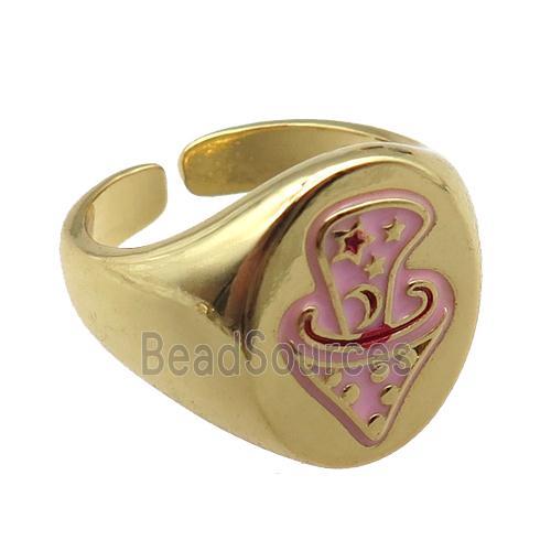 adjustable copper rings, enameling, gold plated