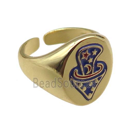 adjustable copper rings, enameling, gold plated