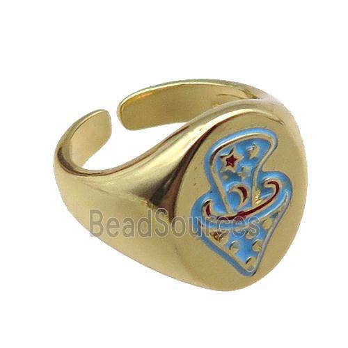 adjustable copper rings, enameling, gold plated