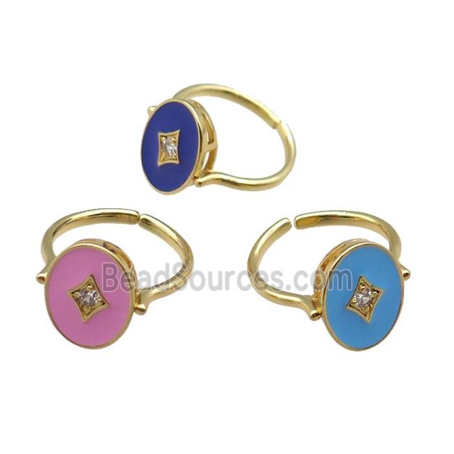 mix copper rings with enameled, adjustable, gold plated