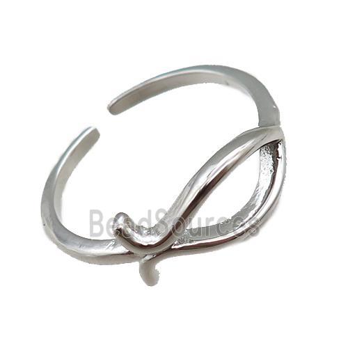 adjustable copper ring, fish, platinum plated