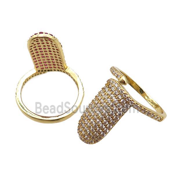 adjustable copper ring pave zircon, gold plated