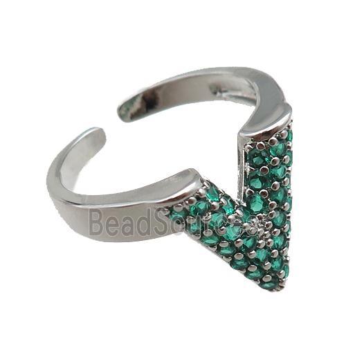 adjustable copper ring pave zircon, platinum plated