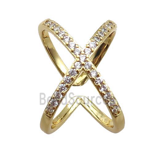 adjustable copper ring pave zircon, gold plated