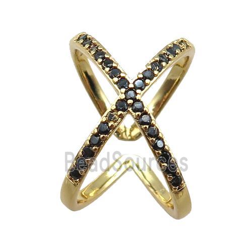 adjustable copper ring pave zircon, gold plated