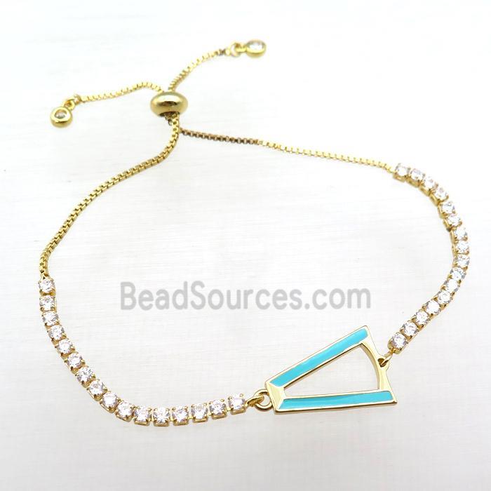 copper bracelet pave zircon, adjustable, gold plated