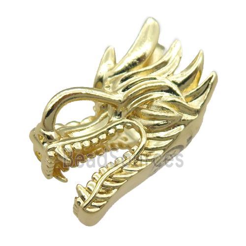 copper dragonhead charm beads, gold plated