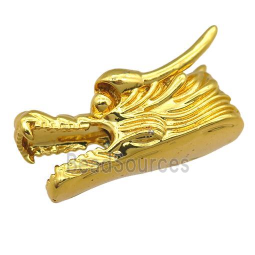 copper dragonhead charm beads, gold plated