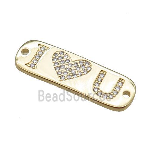 copper rectangle connector paved zircon, ILOVEU gold plated