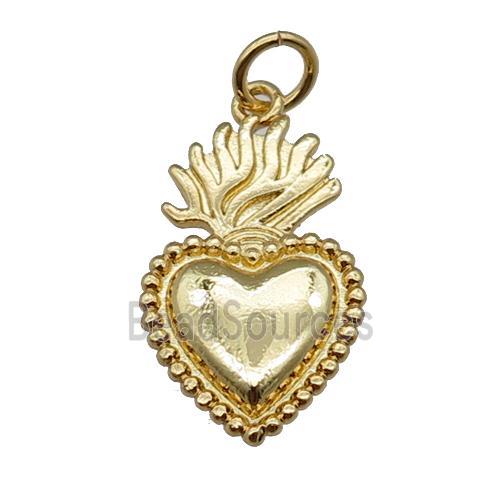 copper heart pendant, gold plated