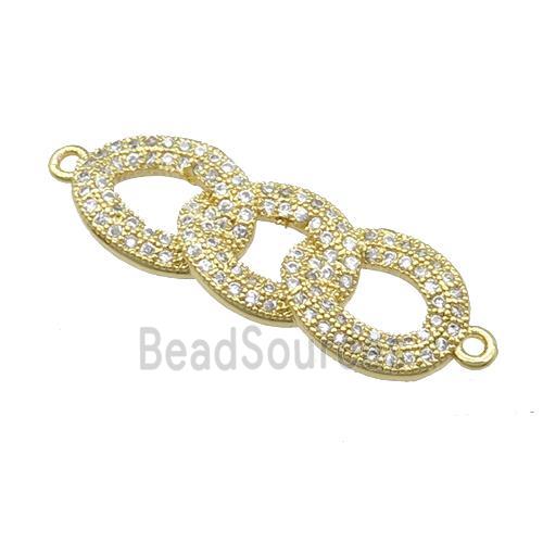 copper link connector pave zircon, gold plated
