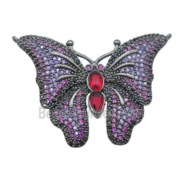 copper butterfly pendant pave zircon with 2loops, black plated