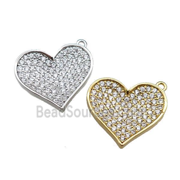 Copper Heart Pendant Pave Zircon, Mix
