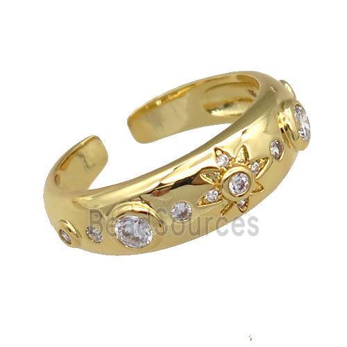 adjustable copper Rings pave zircon, gold plated