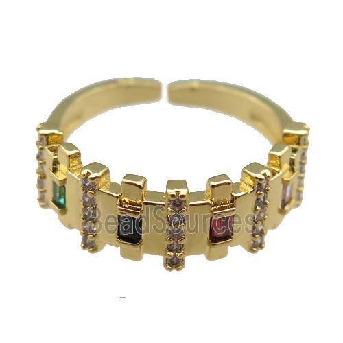 adjustable copper Rings pave zircon, gold plated