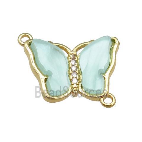 green Resin Butterfly Connector, gold plated