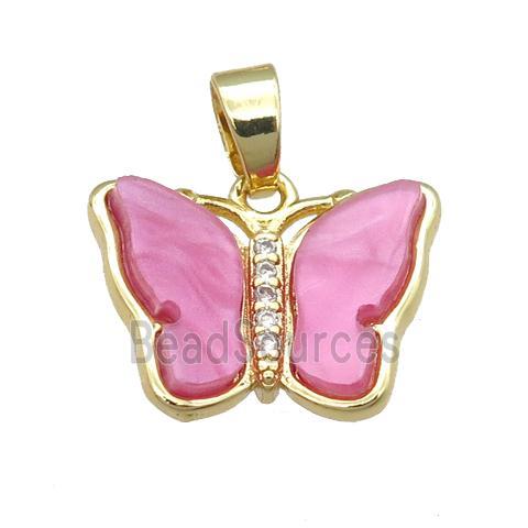 dp.pink Resin Butterfly Pendant, gold plated
