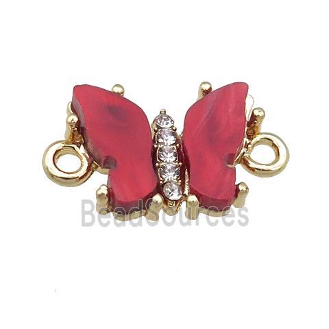 red Resin Butterfly Connector, gold plated