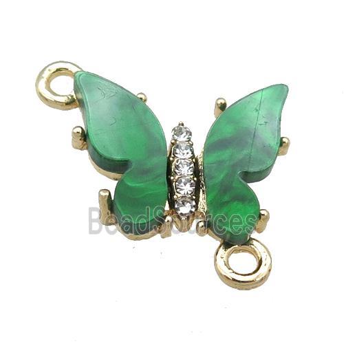 green Resin Butterfly Connector, gold plated