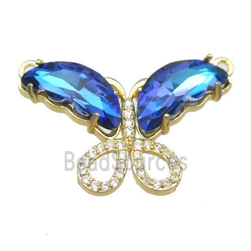 dp.blue Crystal Glass Butterfly Pendant with 2loops, gold plated