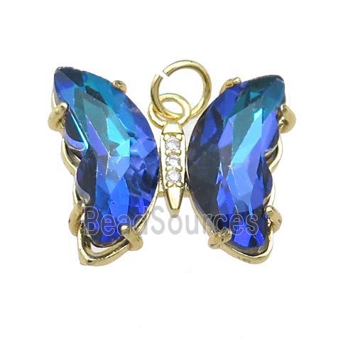 dp.blue Crystal Glass Butterfly Pendant, gold plated
